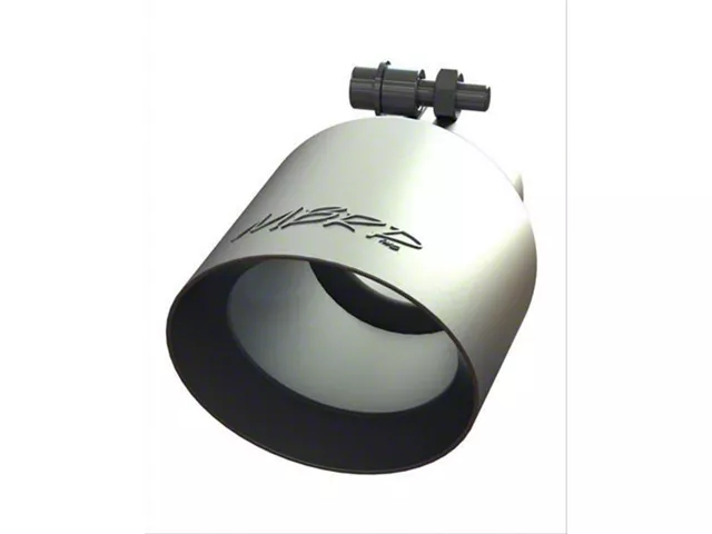 MBRP polished stainless steel exhaust tip with a clamp-on design and rolled edge, designed to fit a Dodge Charger exhaust system and provide a larger, more aggressive 4-inch outlet appearance.