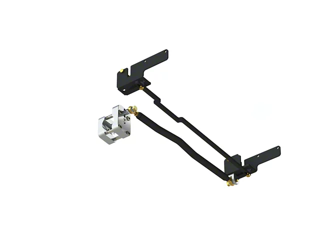 Panhard bar kit for an SN95 Mustang solid rear axle, featuring an adjustable lateral link, chassis mounting brackets, and a central axle mount designed to reduce rear axle movement and improve handling stability.