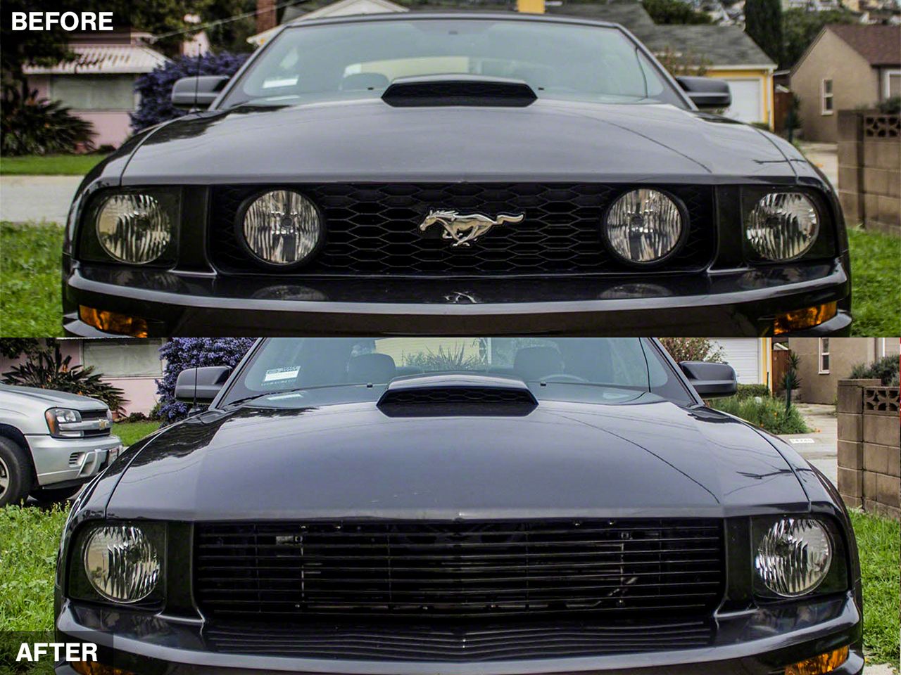 Textured Black Plastic Grille For Ford Mustang 2005-2009 - Keystone, OEM 6R3Z8200BA