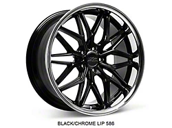 586 Black with Stainless Steel Chrome Lip Wheel; 20x8.5; 35mm Offset (10-15 Camaro, Excluding Z/28 & ZL1)