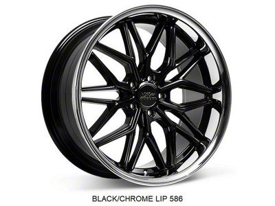 586 Black with Stainless Steel Chrome Lip Wheel; 20x8.5; 35mm Offset (10-15 Camaro, Excluding Z/28 & ZL1)