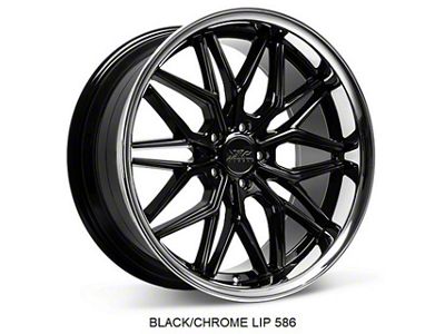 586 Black with Stainless Steel Chrome Lip Wheel; 20x9.5; 35mm Offset (10-15 Camaro, Excluding Z/28)
