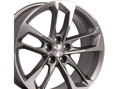 50th Anniversary Style Gunmetal Machined Wheel; Rear Only; 20x9.5; 39mm Offset (10-15 Camaro, Excluding Z/28 & ZL1)