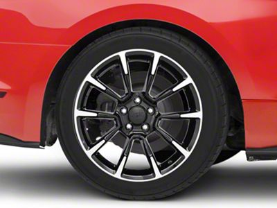 11/12 GT/CS Style Gloss Black Machined Wheel; Rear Only; 18x10 (15-23 Mustang EcoBoost w/o Performance Pack, V6)