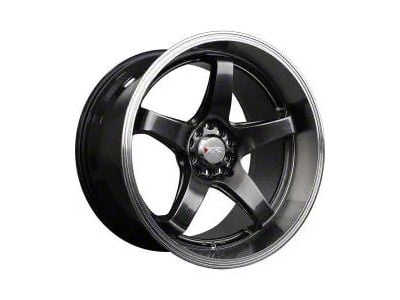 555 Chromium Black with Machined Lip Wheel; 18x10; 25mm Offset (15-23 Mustang GT, EcoBoost, V6)
