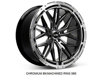 585 Chromium Black with Machined Ring Wheel; 20x8.5; 35mm Offset (15-23 Mustang GT, EcoBoost, V6)