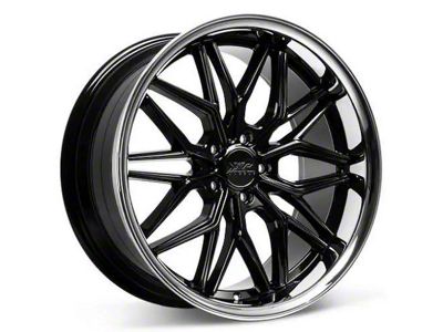586 Black with Stainless Steel Chrome Lip Wheel; 20x9.5; 35mm Offset (15-23 Mustang GT, EcoBoost, V6)