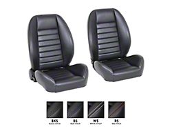 Cruiser Collection Low Back Bucket Seats; Black Madrid Vinyl (15-23 Mustang)