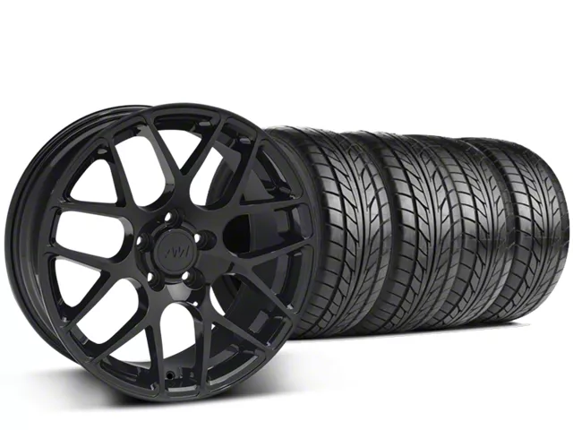 Staggered AMR Black Wheel and NITTO NT555 G2 Tire Kit; 19x8.5/11 (05-14 Mustang)