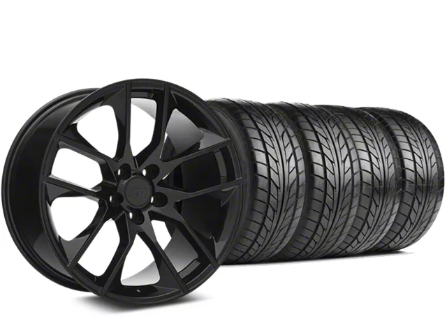 Staggered Magnetic Style Black Wheel and NITTO NT555 G2 Tire Kit; 19x8.5/10 (05-14 Mustang)