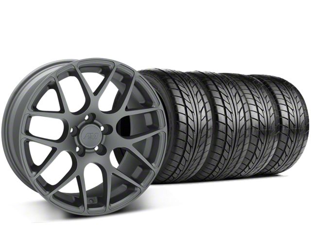 Staggered AMR Charcoal Wheel and NITTO NT555 G2 Tire Kit; 19x8.5/11 (15-20 GT, EcoBoost, V6)