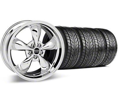 Staggered Bullitt Chrome Wheel and NITTO NT555 G2 Tire Kit; 19x8.5/10 (05-14 Mustang GT w/o Performance Pack, V6)