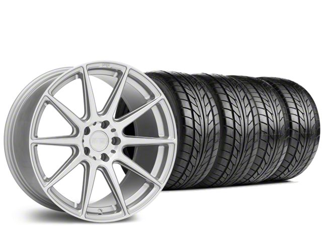 Staggered Niche Essen Silver Wheel and NITTO NT555 G2 Tire Kit; 19x8.5/10 (15-23 Mustang GT, EcoBoost, V6)