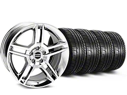 Staggered 2010 GT500 Style Chrome Wheel and Mickey Thompson Tire Kit; 19x8.5/10 (15-23 Mustang GT, EcoBoost, V6)