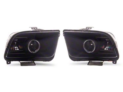 Raxiom 2010 Style LED Halo Headlights; Black Housing; Smoked Lens (05-09 Mustang w/ Factory Halogen Headlights, Excluding GT500)