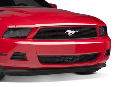 Modern Billet Overlay Billet Grille; Black (10-12 Mustang V6)