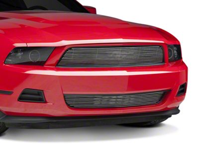 Modern Billet Pony Delete Grille; Polished (10-12 Mustang V6)