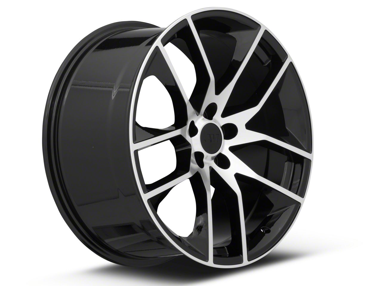 Mustang Magnetic Style Gloss Black Machined Wheel; Rear Only