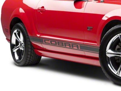 Rocker Stripes with Cobra Lettering; Matte Black (2024 Mustang)