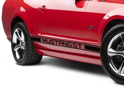 Rocker Stripes with Mustang GT Lettering; Black (2024 Mustang)