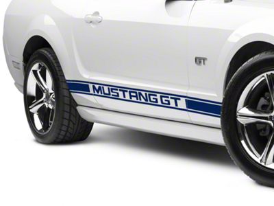 Rocker Stripes with Mustang GT Lettering; Blue (24-25 Mustang)