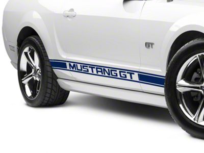 Rocker Stripes with Mustang GT Lettering; Blue (2024 Mustang)