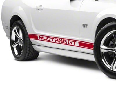 Rocker Stripes with Mustang GT Lettering; Red (2024 Mustang)