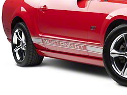 Rocker Stripes with Mustang GT Lettering; Silver (2024 Mustang)