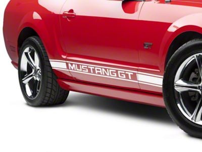 Rocker Stripes with Mustang GT Lettering; White (2024 Mustang)