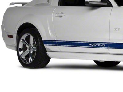 Rocker Stripes with Mustang Lettering; Blue (24-25 Mustang)