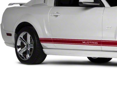 Rocker Stripes with Mustang Lettering; Red (2024 Mustang)
