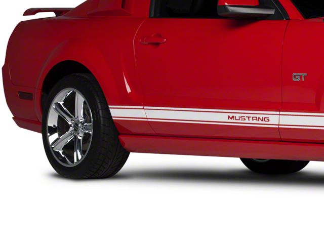 Rocker Stripes with Mustang Lettering; White (2024 Mustang)