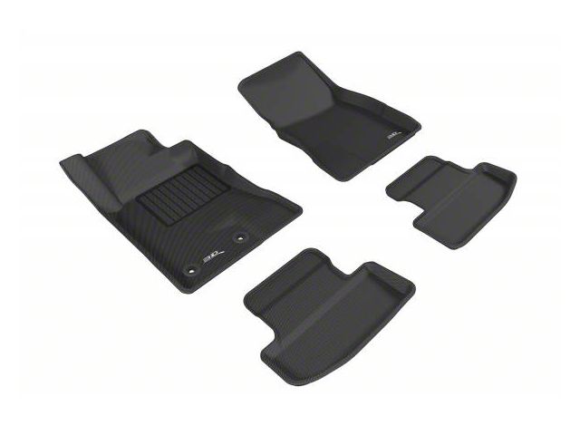 3D MAXpider KAGU Series All-Weather Custom Fit Front and Rear Floor Liners; Black (15-23 Mustang)