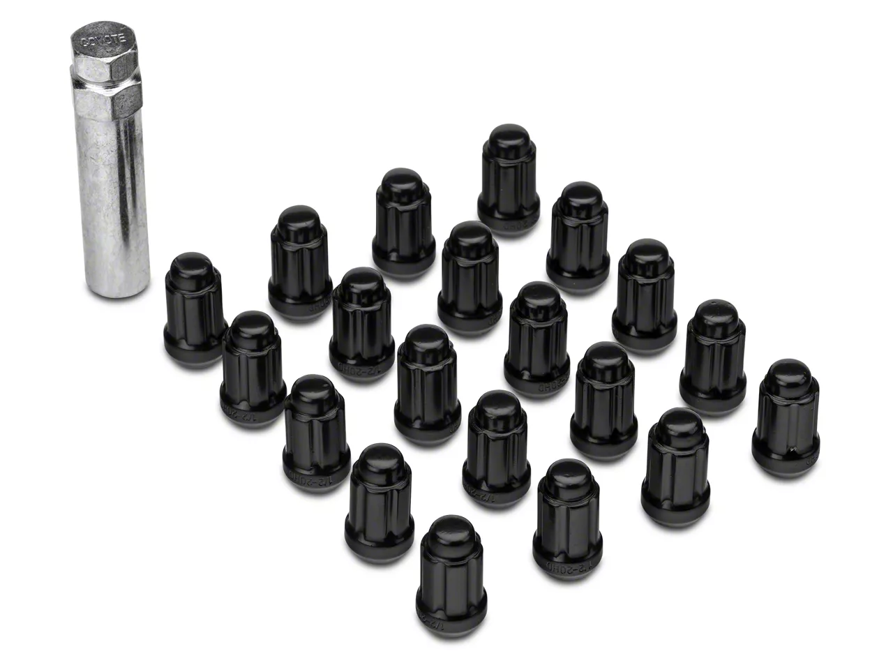 Mustang Black 6 Spline Lug Nut Kit; 1/2Inch x 20; Set of 20 (7914