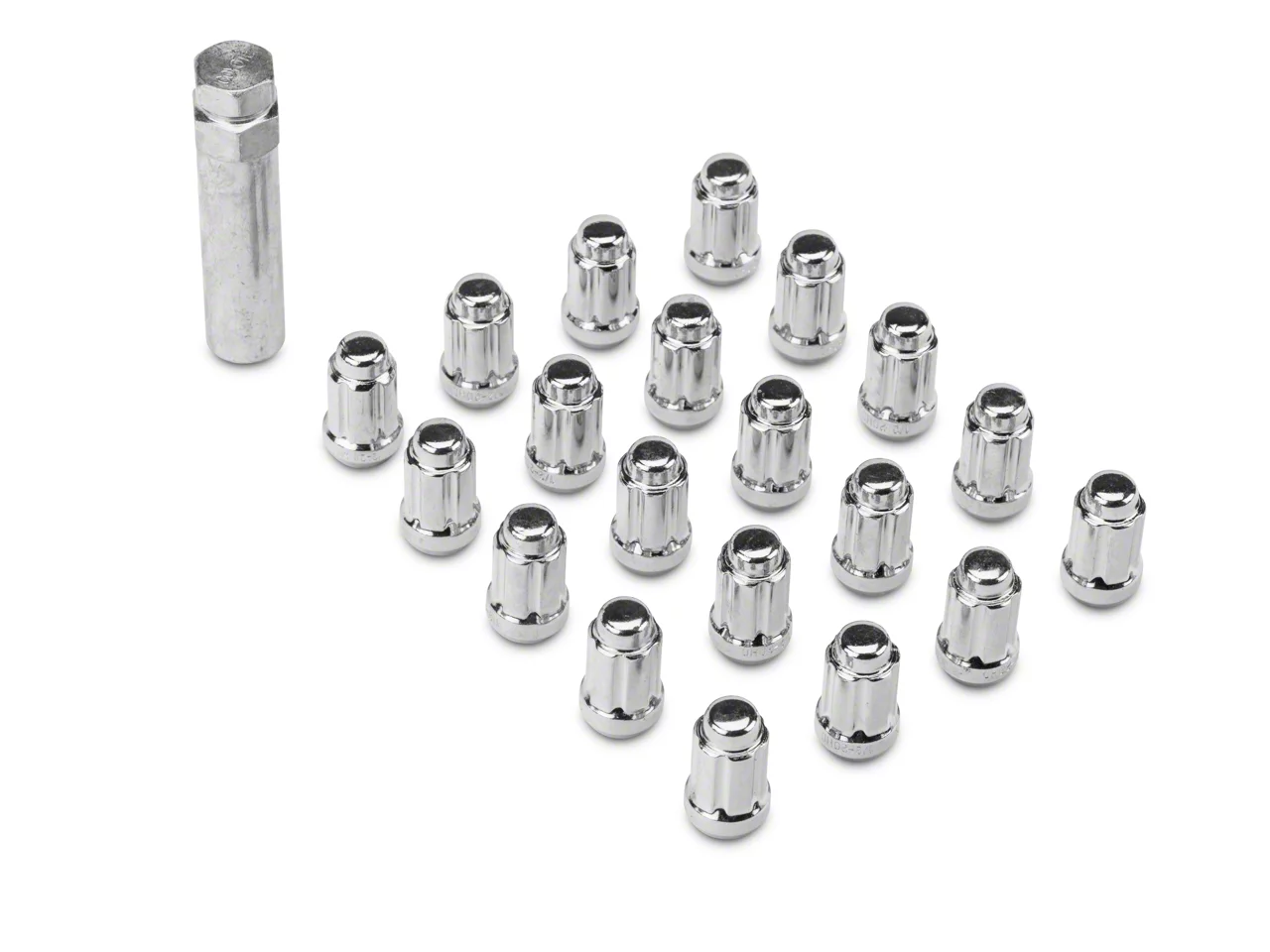Mustang Chrome 6 Spline Lug Nut Kit; 1/2Inch x 20; Set of 20 (7914