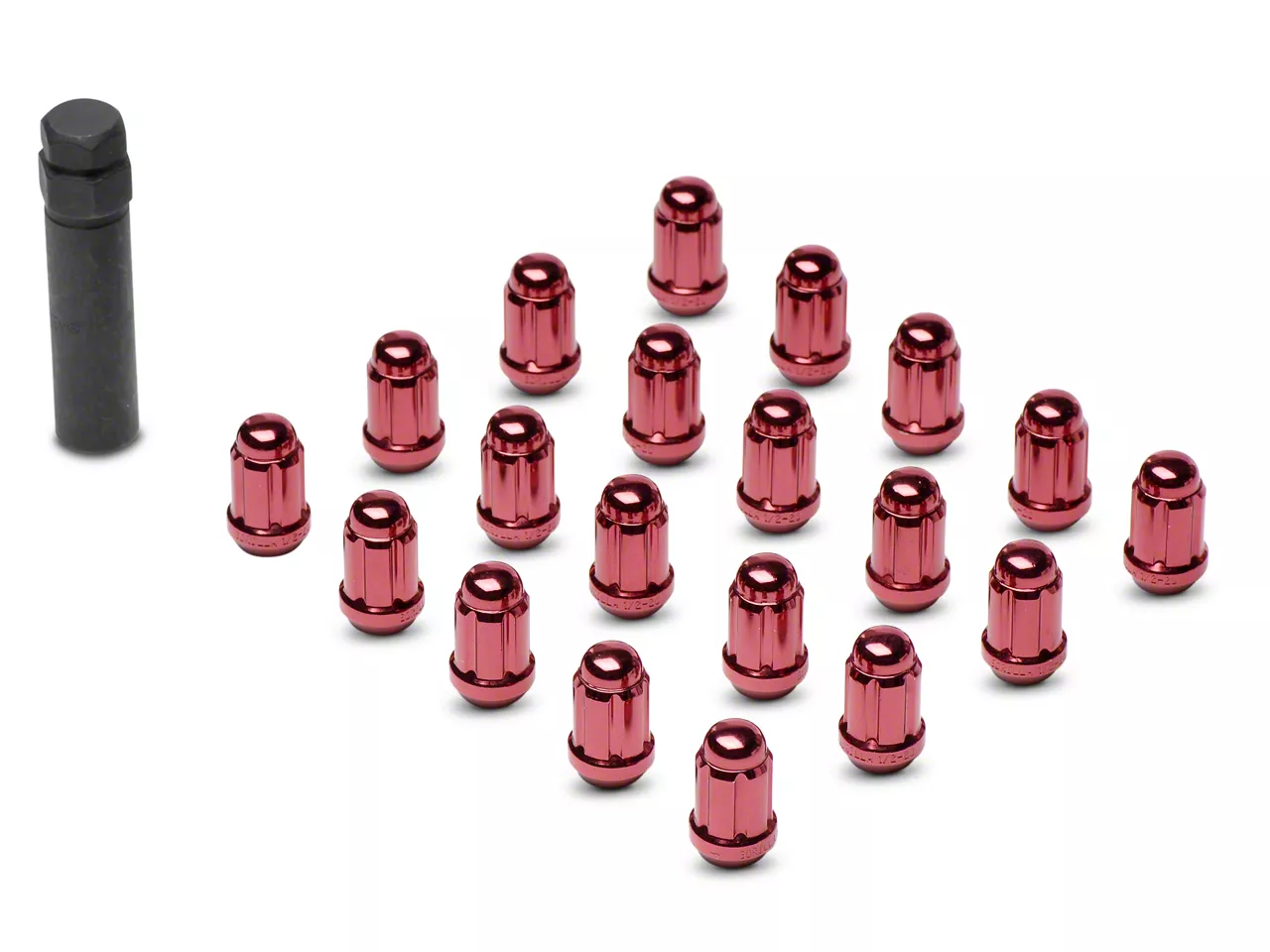 Mustang Red 6 Spline Lug Nuts; 1/2Inch x 20; Set of 20 (7914 Mustang