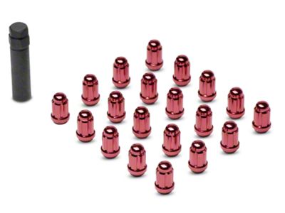 Red 6-Spline Lug Nuts; 1/2-Inch x 20; Set of 20 (79-14 Mustang)