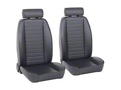 Classic So-Cal Series Bucket Seats with Mini Headrest; Black Yukon Cricket Vinyl (79-98 Mustang)
