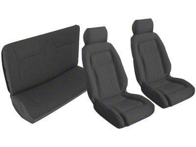 Front and Rear Sport Seat Upholstery; Black (87-89 Mustang Convertible)