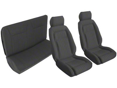 OPR Front and Rear Sport Seat Upholstery; Black (87-89 Mustang Convertible)