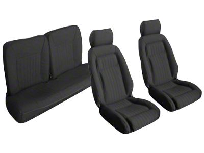 Front and Rear Sport Seat Upholstery; Black (87-89 Mustang Hatchback)