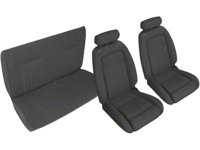 Front and Rear Sport Seat Upholstery; Black (90-91 Mustang Convertible)