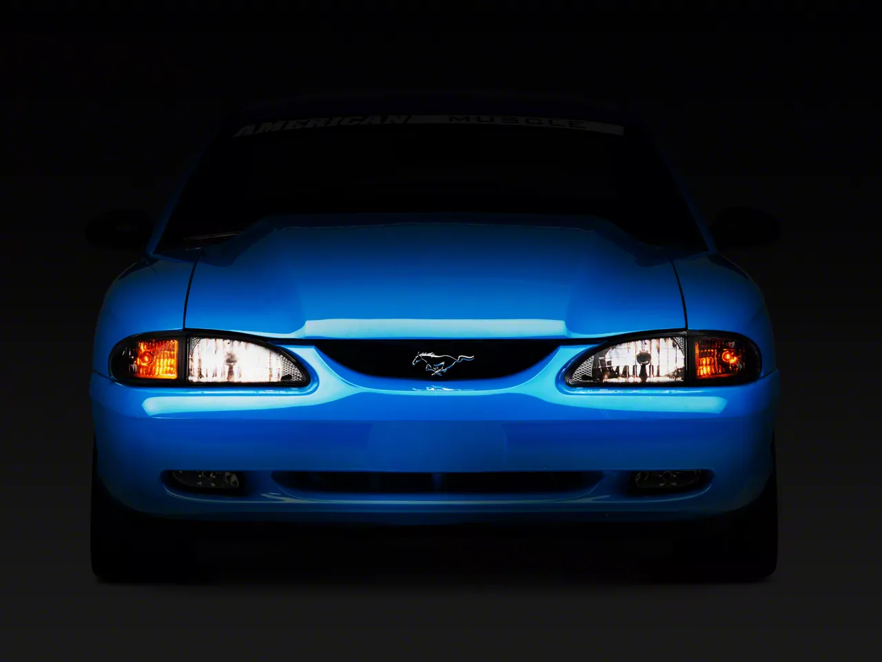 Raxiom Mustang Axial Series Cobra Style Headlights; Black
