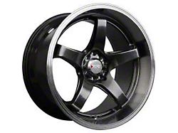 555 Chromium Black with Machined Lip Wheel; 18x10; 25mm Offset (99-04 Mustang)