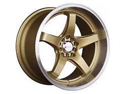 555 Hyper Gold with Machined Lip Wheel; 18x10; 25mm Offset (99-04 Mustang)