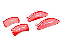 MGP Brake Caliper Covers with MOPAR Logo; Red; Front and Rear (11-23 Challenger R/T; 2014 Challenger Rallye Redline; 17-23 Challenger GT, T/A; 12-23 Challenger SXT w/ Dual Piston Front Calipers)