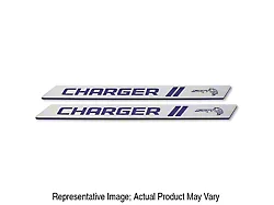 American Brothers Design Front Door Sills with Charger Logo; Granite Crystal Base/Bright Silver Logo (06-23 Charger)
