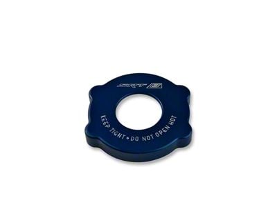 American Brothers Design Radiator Cap Cover with SRT Logo; Brilliant Black Base/Surf Blue Fill (06-14 Charger)