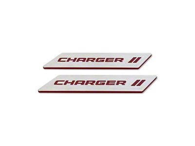 American Brothers Design Rear Door Sills with Charger Logo; Granite Crystal Base/Bright Silver Logo (06-23 Charger)