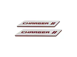 American Brothers Design Rear Door Sills with Charger Logo; Granite Crystal Base/Redline Logo (06-23 Charger)
